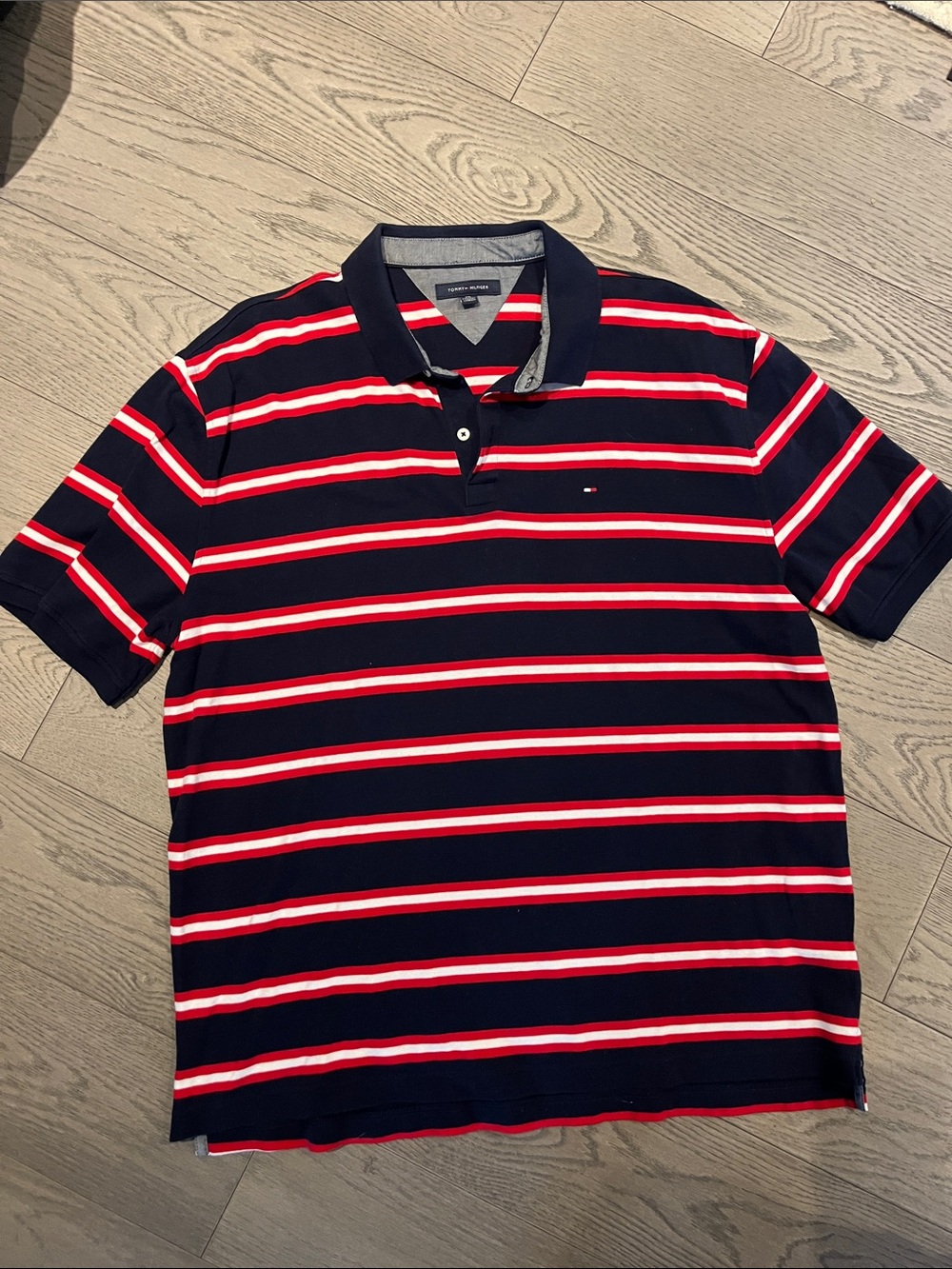Tommy Hilfiger Navy, Red & White Striped Polo